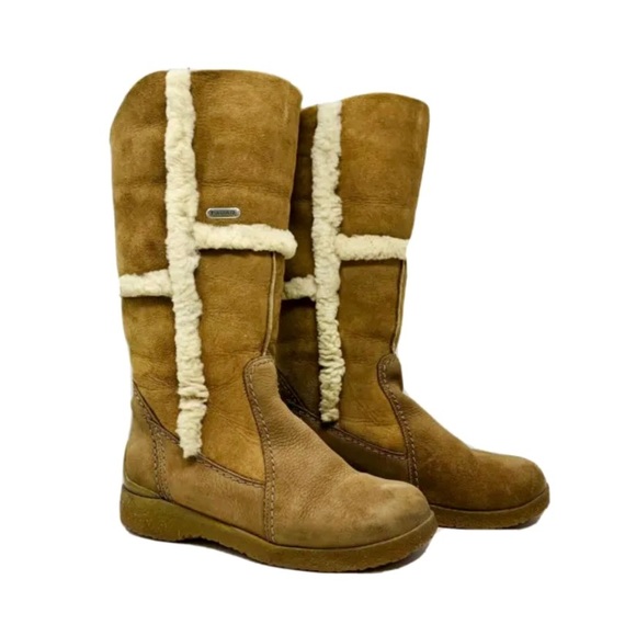 Vtg Pajar Womens Sz 6.5 Tan Suede Shearling Winter Snow Boots Genuine Wool - Picture 1 of 8
